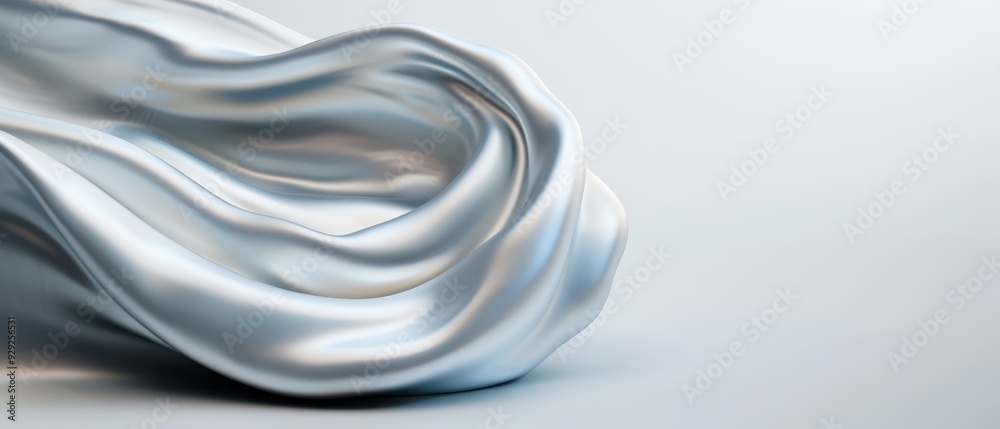 A silver object features a wavy design on its back against a white background, with a gentle light reflection on the back A silver object features a wavy design on its back against a white background, with a gentle light reflection on the back