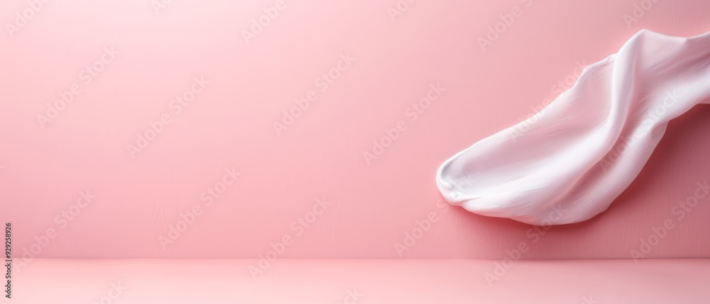 Two pink walls, each featuring a white object hanging from its side Two pink walls, each featuring a white object hanging from its side