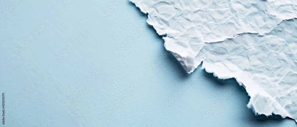 A tight shot of crinkled white paper against a blue backdrop, with the surface beneath showing through as a lighter blue A tight shot of crinkled white paper against a blue backdrop, with the surface beneath showing through as a lighter blue
