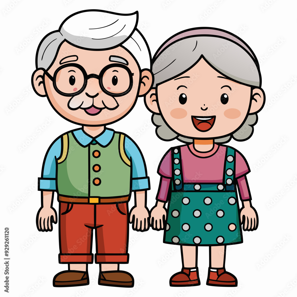 Grandparents for happy Grandparents Day art vector illustration