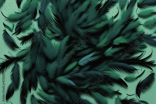 Elegant Feather Background in Green Tones
