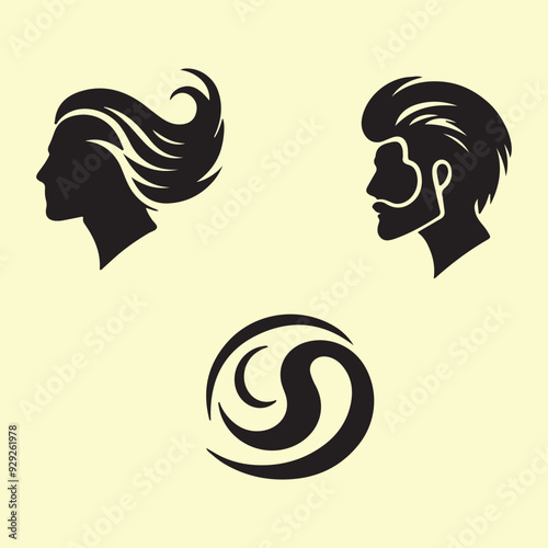 Elegant woman's profile silhouette with flowing hair, a beautiful vector illustration for fashion and beauty designs