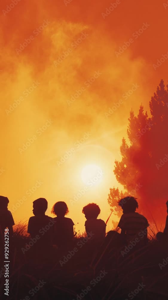 Silhouettes of Friends at Sunset: A Moment of Tranquility Silhouettes of Friends at Sunset: A Moment of Tranquility