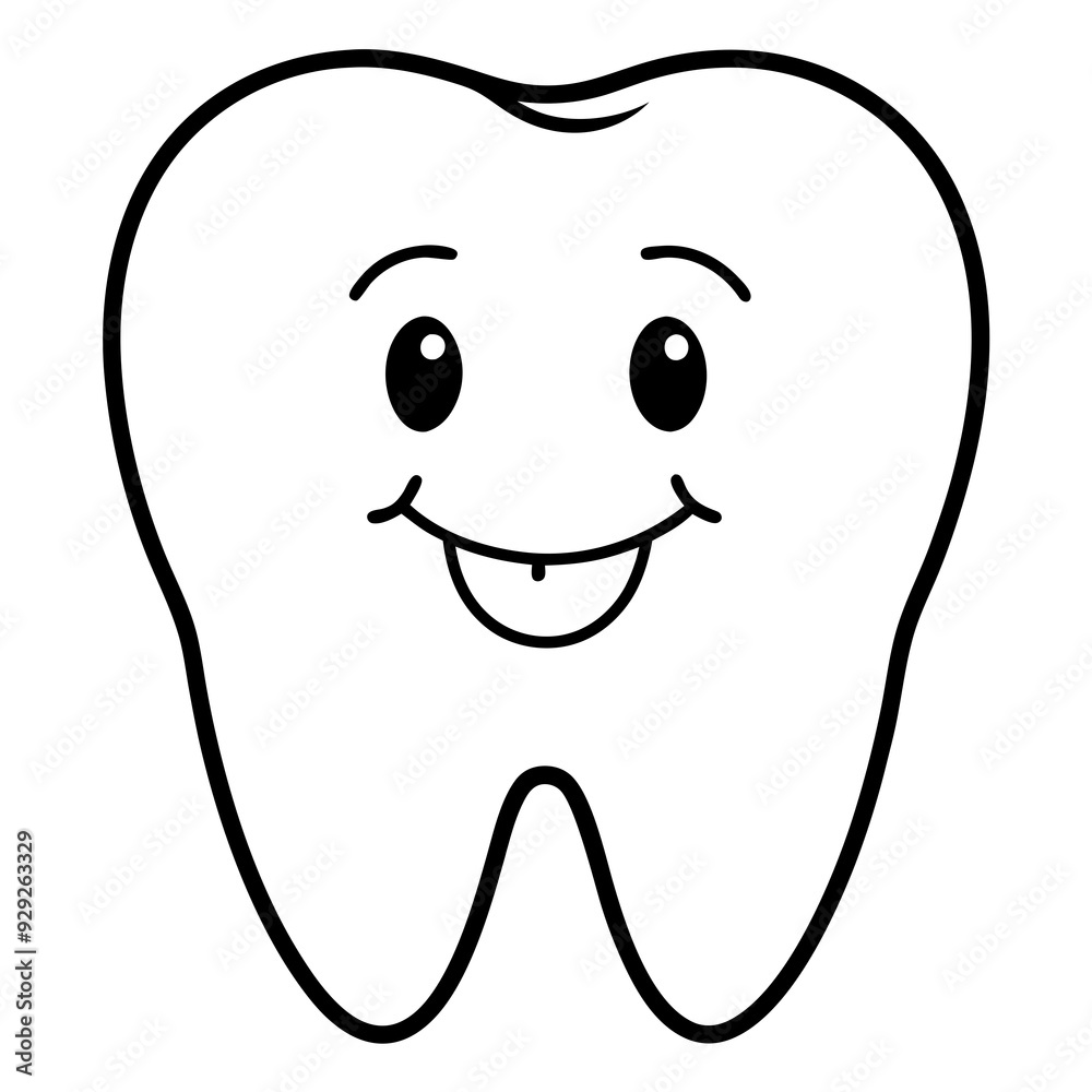 Happy and positive tooth art vector illustration
