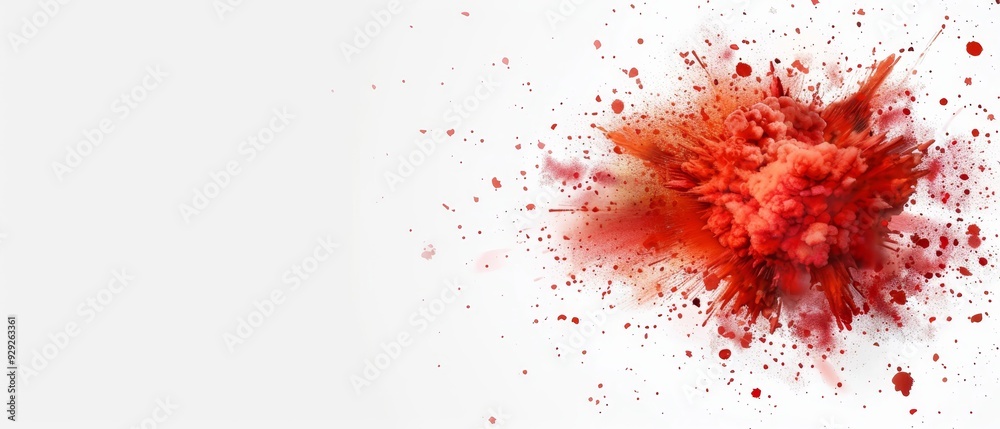 A white background is splattered with a red substance, leaving ample room for text or image insertion in the central area A white background is splattered with a red substance, leaving ample room for text or image insertion in the central area