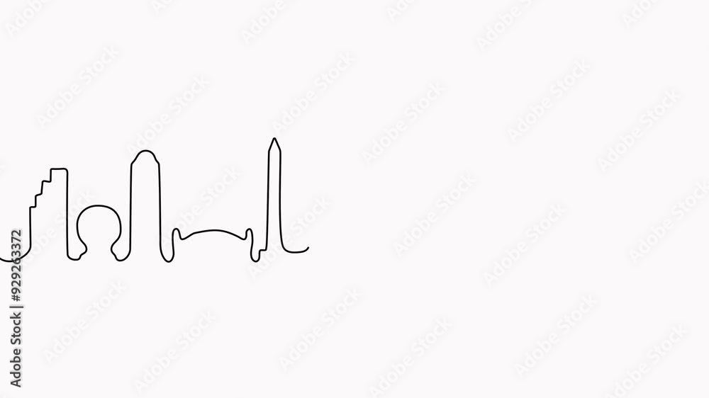 Animated Canadian city skyline architecture. Minimal linear cityscape concept. Animated Canadian city skyline architecture. Minimal linear cityscape concept.
