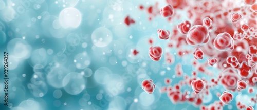 Wallpaper Mural  Red blood cells suspended in a blue and white solution filled with droplets of blood against a blue and white backdrop Torontodigital.ca