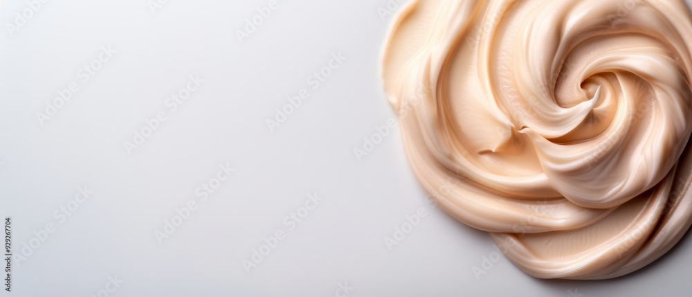 A tight shot of whipped cream's swirl on a pristine white backdrop, softly focusing on the swirl's peak A tight shot of whipped cream's swirl on a pristine white backdrop, softly focusing on the swirl's peak