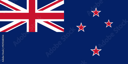 New Zealand flag. Correct color specifications, details and proportions.