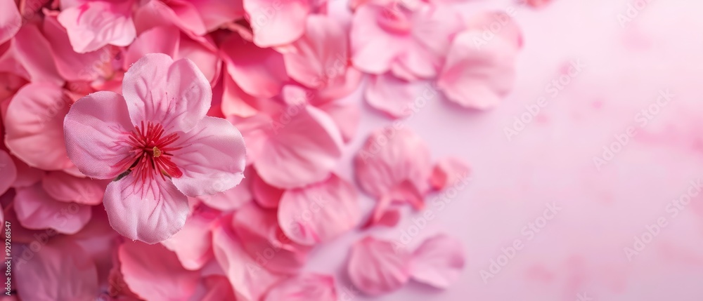 A pink backdrop dotted with blooming pink flowers, providing ample room for text or an inserted image A pink backdrop dotted with blooming pink flowers, providing ample room for text or an inserted image