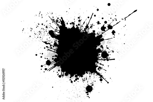 Wallpaper Mural Black ink splash grunge texture, abstract png file cut out and isolated on a transparent background, stock illustration image Torontodigital.ca