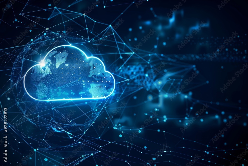 Cloud Computing, Big Data Technology with Global Network Connection, Cyber Security Concept Cloud Computing, Big Data Technology with Global Network Connection, Cyber Security Concept