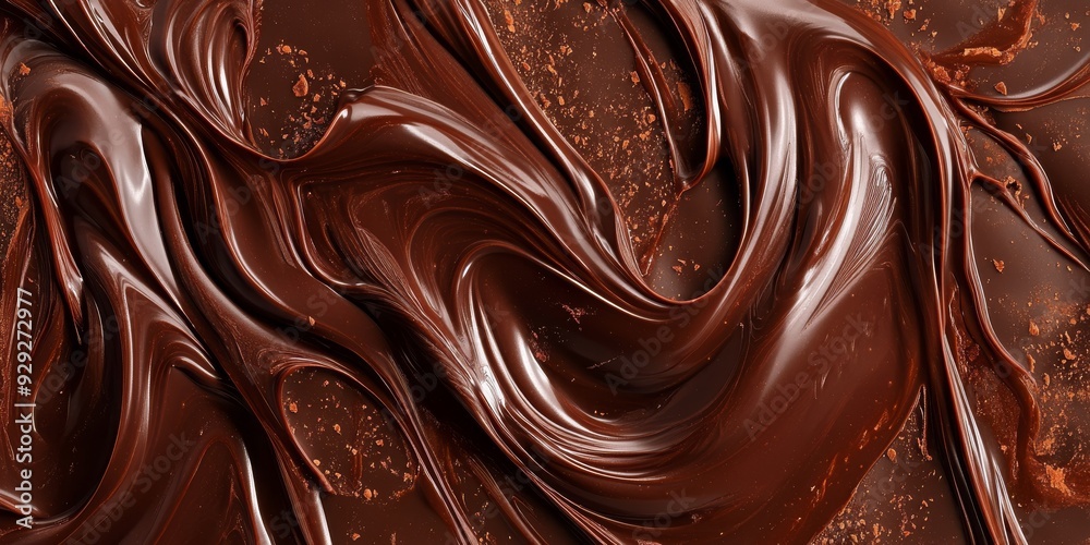 The rich and glossy texture of melted chocolate skillfully forming beautiful swirls is simply perfect for various culinary design projects or as a visually appealing background for presentations The rich and glossy texture of melted chocolate skillfully forming beautiful swirls is simply perfect for various culinary design projects or as a visually appealing background for presentations