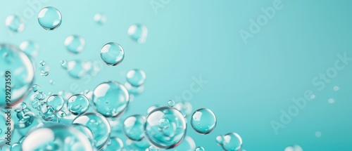 Wallpaper Mural  Blue and green backdrop with a scattering of bubbles floating in the air against a blue sky background Torontodigital.ca