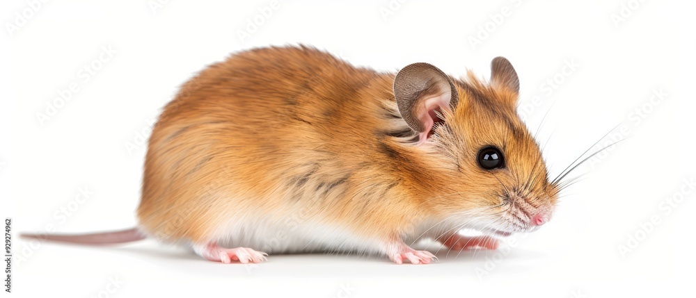  A tight shot of a small rodent against a pure white backdrop, its features softened by a gentle blur