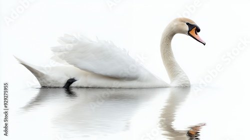A graceful swan gliding on calm water, showcasing elegance and tranquility.