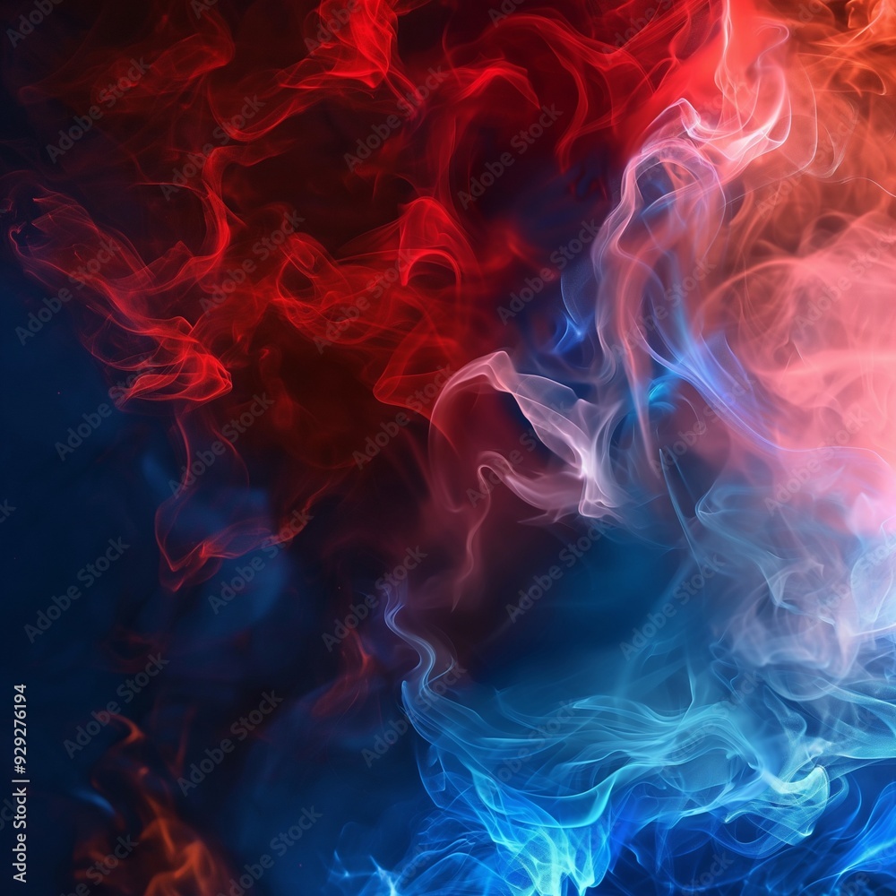Abstract background with vibrant red and blue smoke Generated with AI