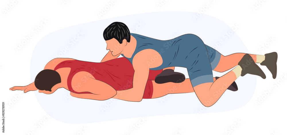 Fototapeta premium Image of wrestlers in an ongoing attack, Greco Roman wrestling