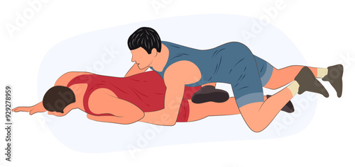 Image of wrestlers in an ongoing attack, Greco Roman wrestling