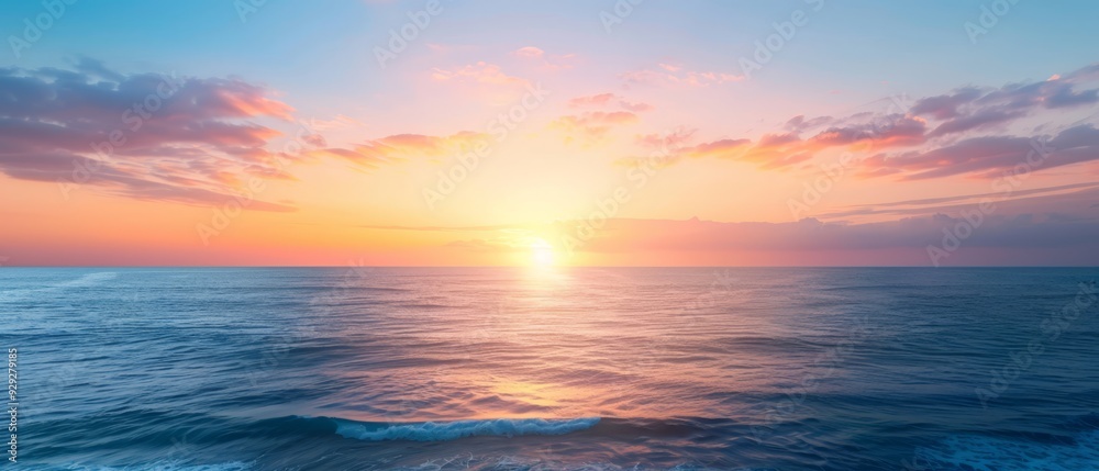 The sun sets over the ocean, with a boat in the water and another one afloat ahead The sun sets over the ocean, with a boat in the water and another one afloat ahead