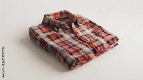 Neatly folded plaid flannel shirt, with its soft texture and bold pattern, ready for comfortable, stylish dressing in cool weather.