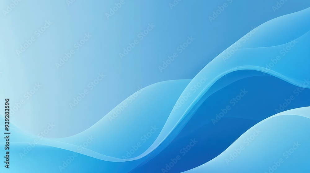 Fototapeta premium A serene abstract design featuring smooth blue waves and gradients.