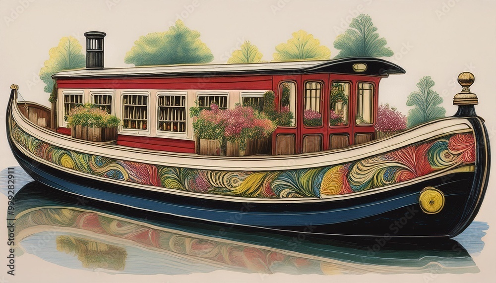 Traditional hand painted tole design for canal or narrowboats.