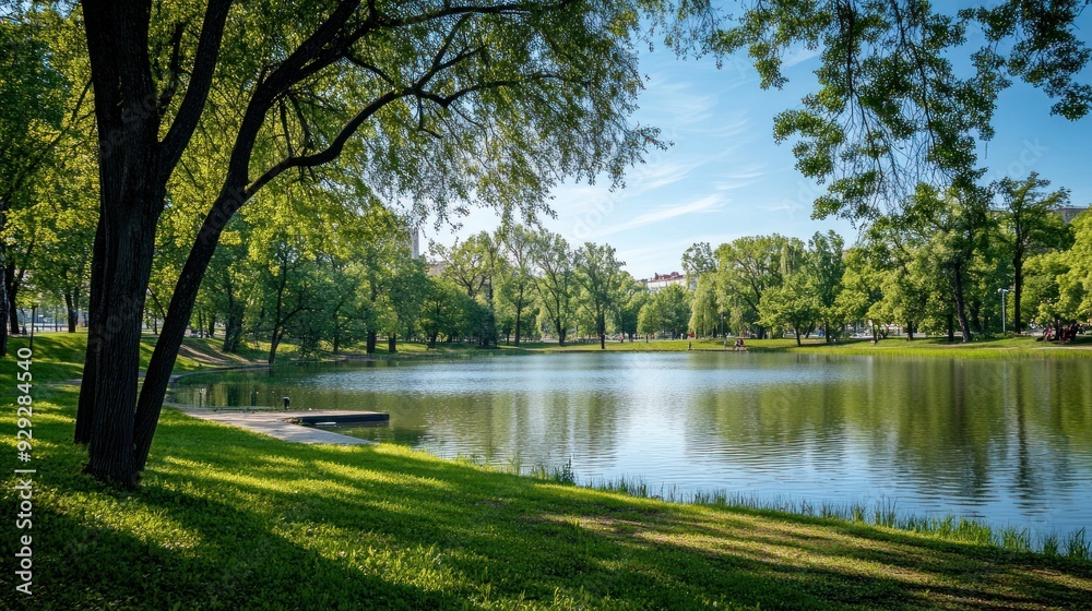 Serene Lake and Trees in a Park Serene Lake and Trees in a Park