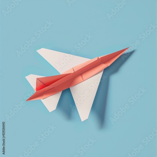 Origami Paper Plane Floating on Water. Conceptual Symbol of Travel and Business