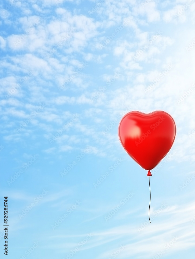 Red heart shaped balloon in the sky, for Duchenne Awareness Day, Promoting muscular dystrophy genetic disease awareness Red heart shaped balloon in the sky, for Duchenne Awareness Day, Promoting muscular dystrophy genetic disease awareness
