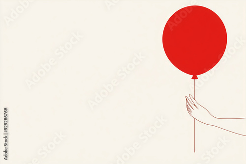 Hand holding red balloon, for Duchenne Awareness Day, Promoting muscular dystrophy genetic disease awareness photo