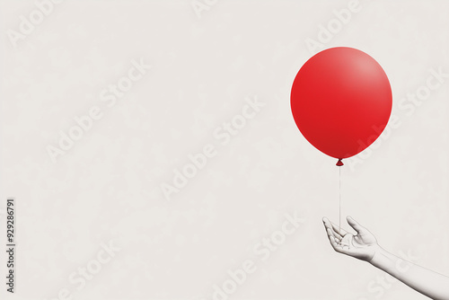 Hand holding red balloon, for Duchenne Awareness Day, Promoting muscular dystrophy genetic disease awareness photo