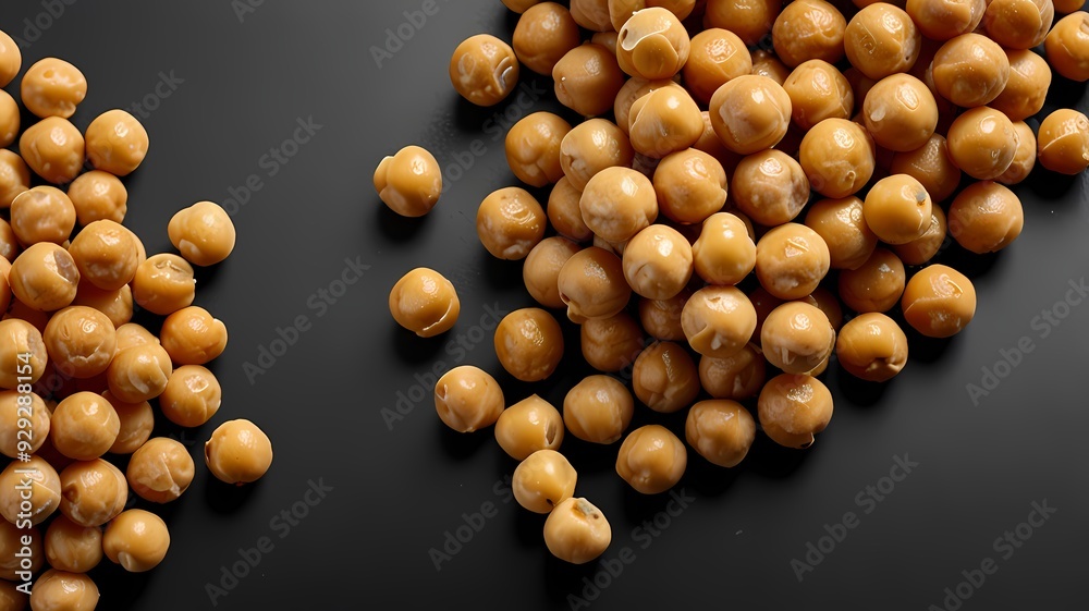 Heap of preserved chickpeas isolated on black background. Heap of preserved chickpeas isolated on black background.