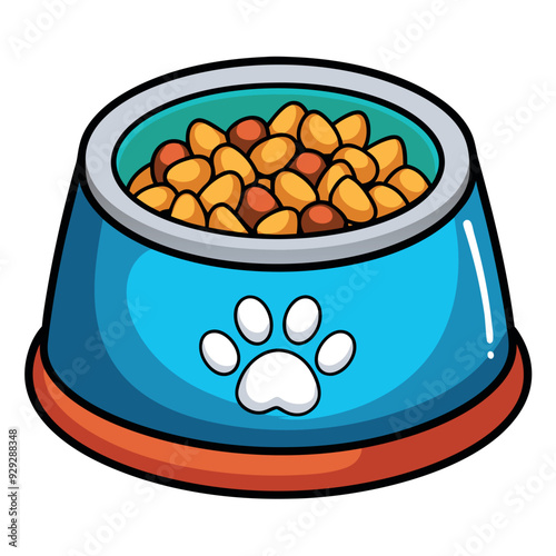 Dog Food in Bowl Vector Illustration