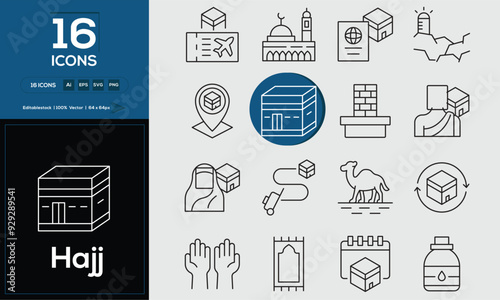 Hajj Set of high-quality icons that are suitable for Sadness. And change your next projects with minimalist icon design, perfect for websites, mobile apps, books, social media
