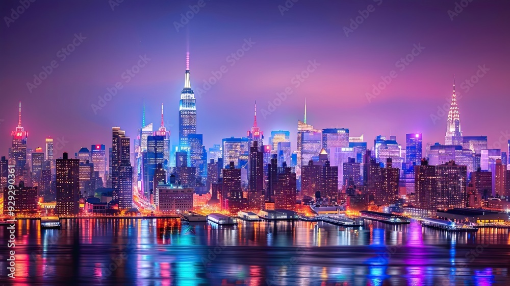 Obraz premium Mordern city night scene.New York City
