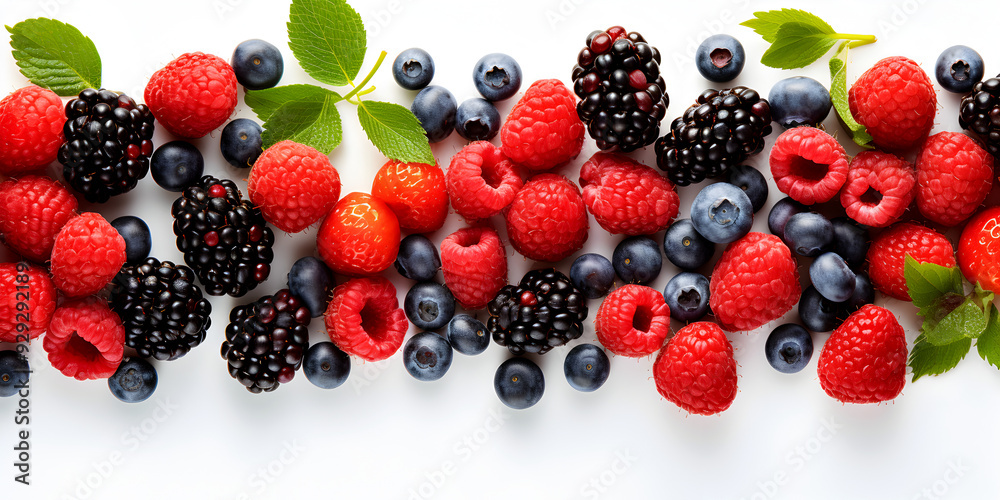 Fresh ripe berries on white background 