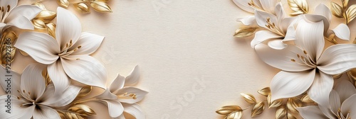 Discover the breathtaking beauty of stucco lilies in white and gold on a textured background, perfect for elevating decor and making any space remarkable and unique, leaving a lasting impression