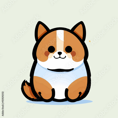 Ilustración vectorial minimalista simple de dibujos en contorno. Animales bebé con un fondo en color sólido.
