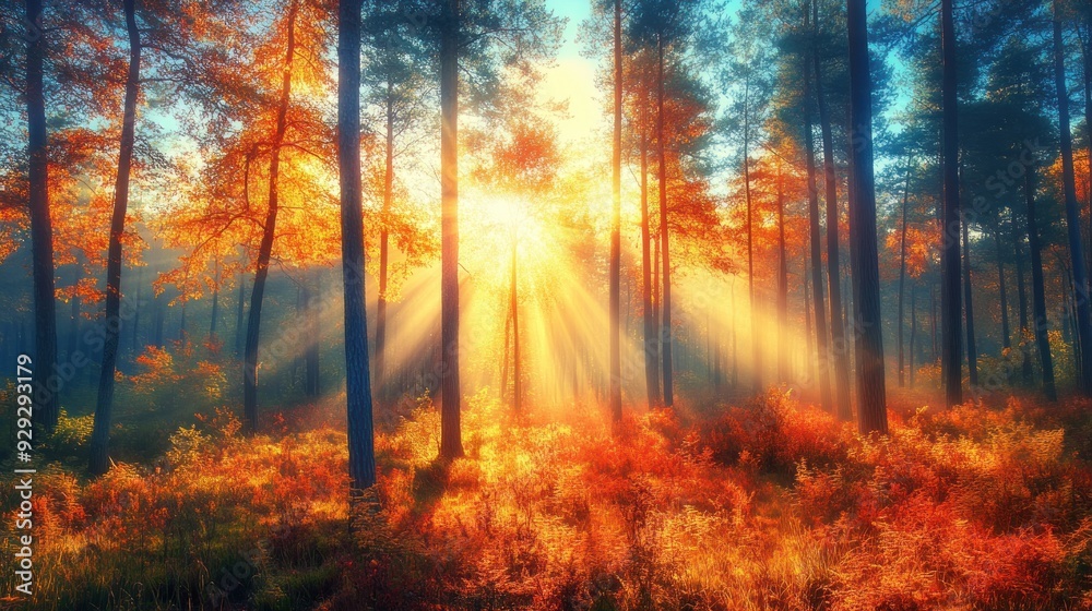 Golden Rays in Autumn Forest Golden Rays in Autumn Forest