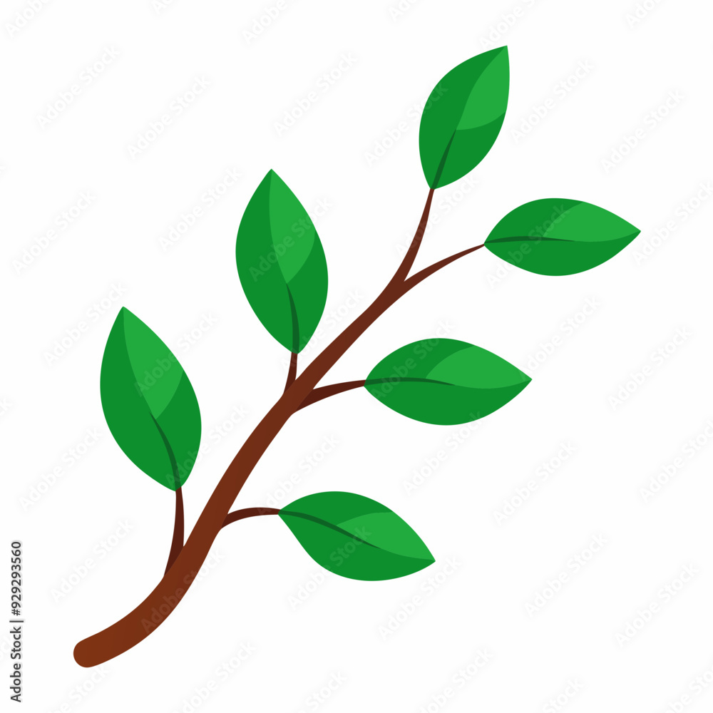 Obraz premium A branch with leaves art vector illustration