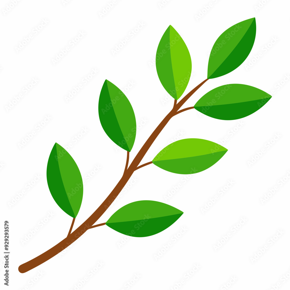 Obraz premium A branch with leaves art vector illustration