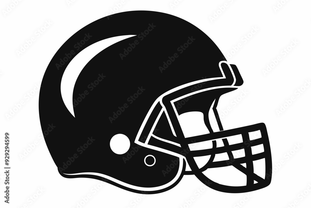Naklejka premium American Football Helmet Silhouette Vector, football helmet flat icon, Helmets black Clip art 