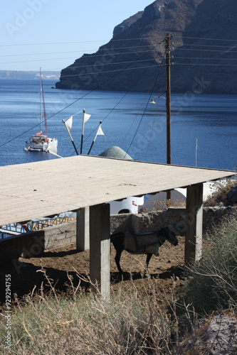 The donkey house at the port of the island of Thirasia aka Thirassia. photo
