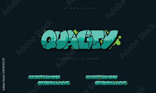Modern graffiti font effect, youth style typography design A, B, C, D, E, F, G, H, I, J, K, L, M, N, O, P, Q, R, S, T, U, V, W, X, Y, Z and Arab numerals 0, 1, 2, 3, 4, 5, 6, 7, 8, 9 Graffiti font.