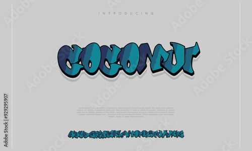 Graffiti art alphabet. Decorative Graffiti font vector design.A, B, C, D, E, F, G, H, I, J, K, L, M, N, O, P, Q, R, S, T, U, V, W, X, Y, Z and Arab numerals 0, 1, 2, 3, 4, 5, 6, 7, 8, 9 Graffiti font.
