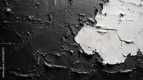 Old paint on a wall in black and white