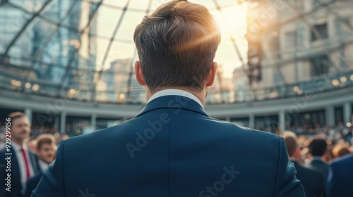 Back of success businessman with suit.