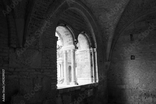 BLACK AND WHITE DOUBLE LIGHT MEDIEVAL ARCHITECTURE