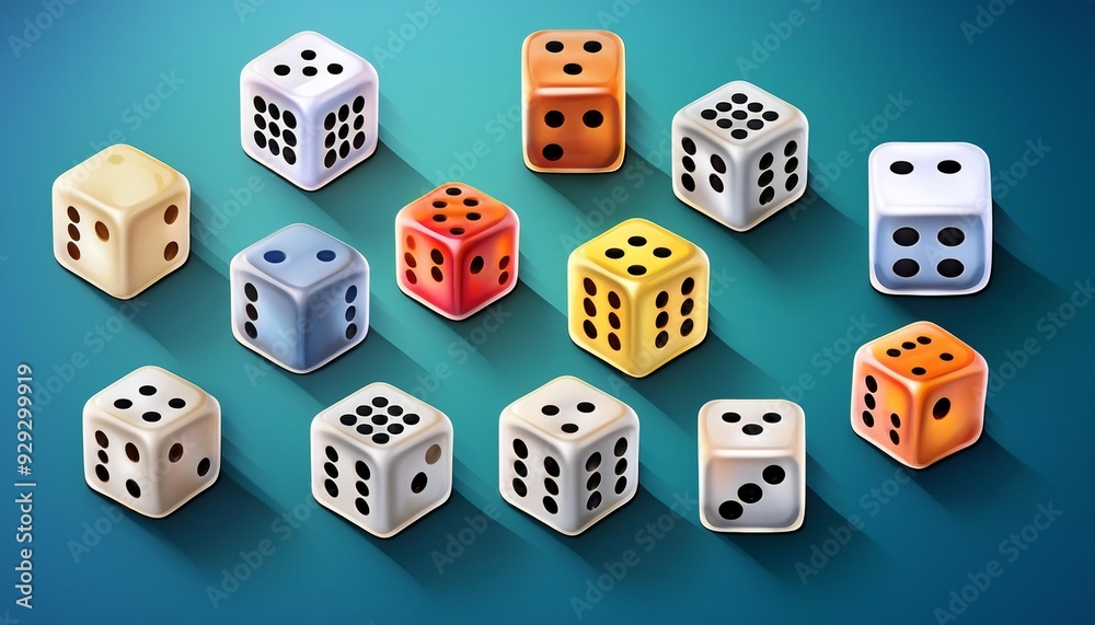 Set of Playing Dice Cubes: Vector Icons Collection Set of Playing Dice Cubes: Vector Icons Collection